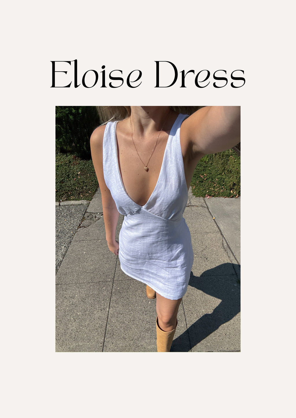 Eloise Dress sewing pattern – beginner-friendly dress pattern showing the finished dress design.