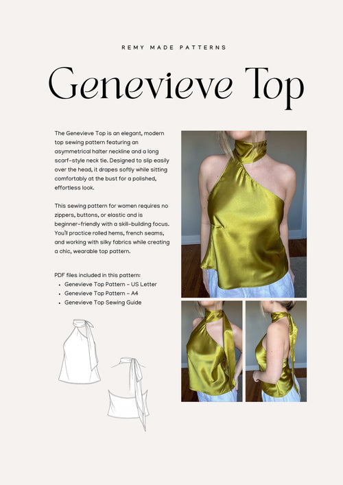 Genevieve Top sewing pattern  – top pattern product details including features and sewing instructions.