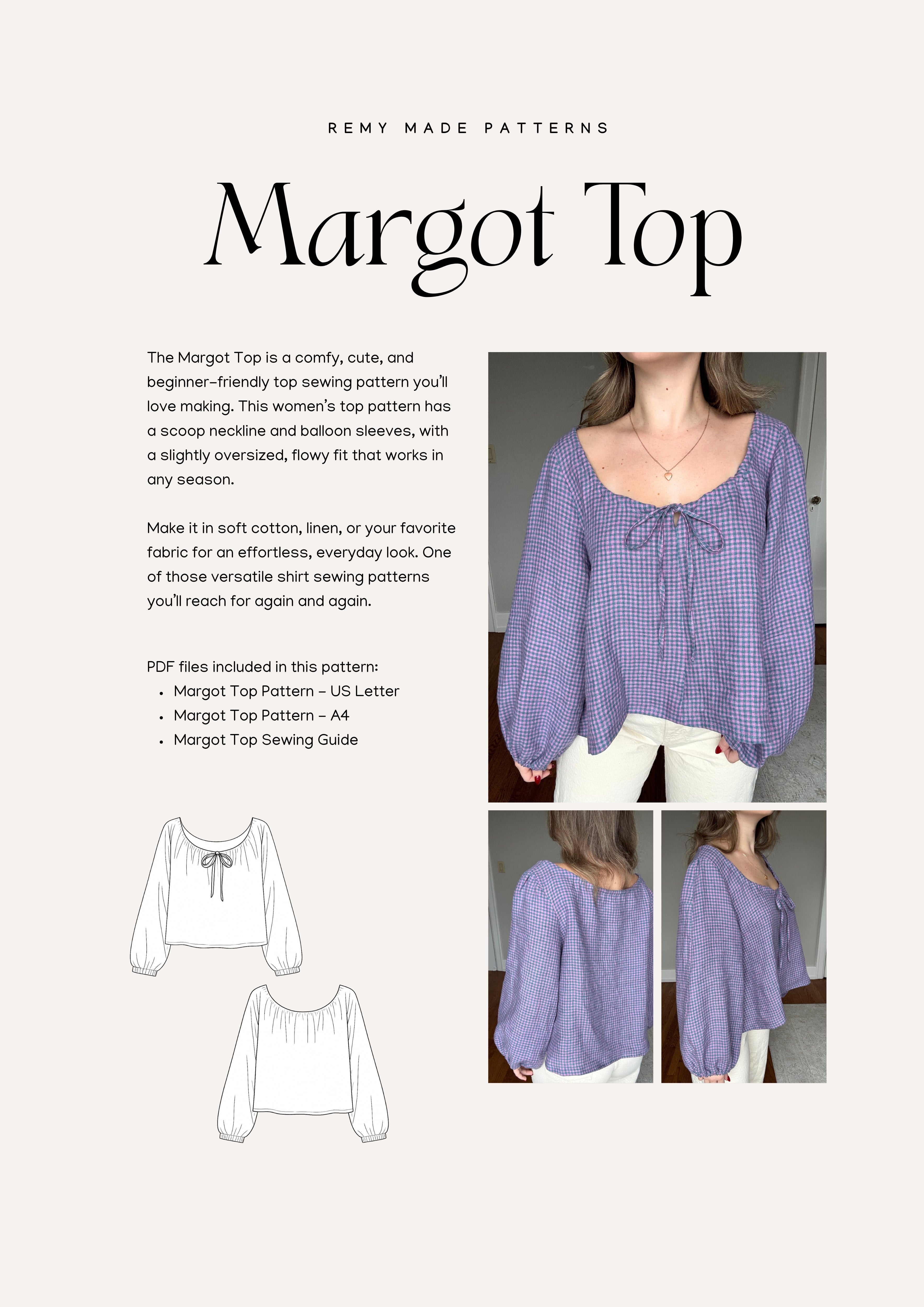 Margot Top - PDF Sewing Pattern – Remy Made