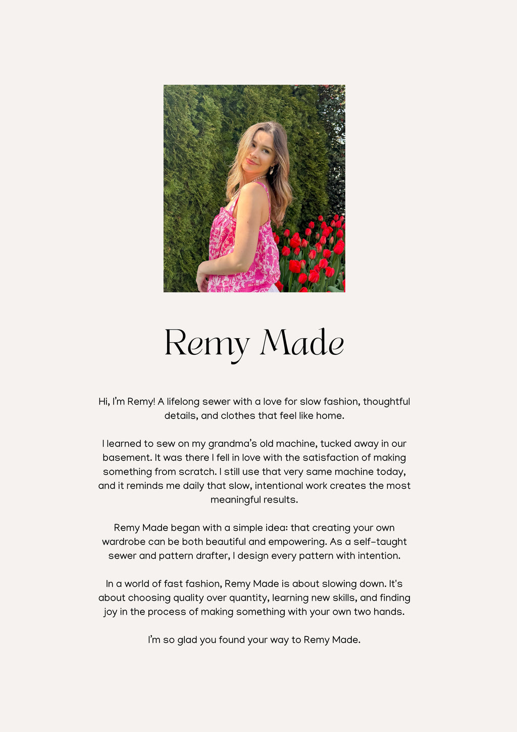 Remy Made designer creating PDF sewing patterns for women and beginners