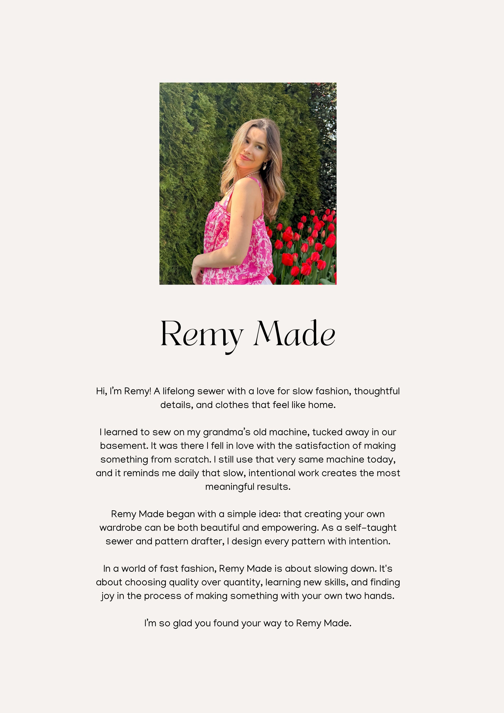 Remy Made designer creating PDF sewing patterns for women and beginners